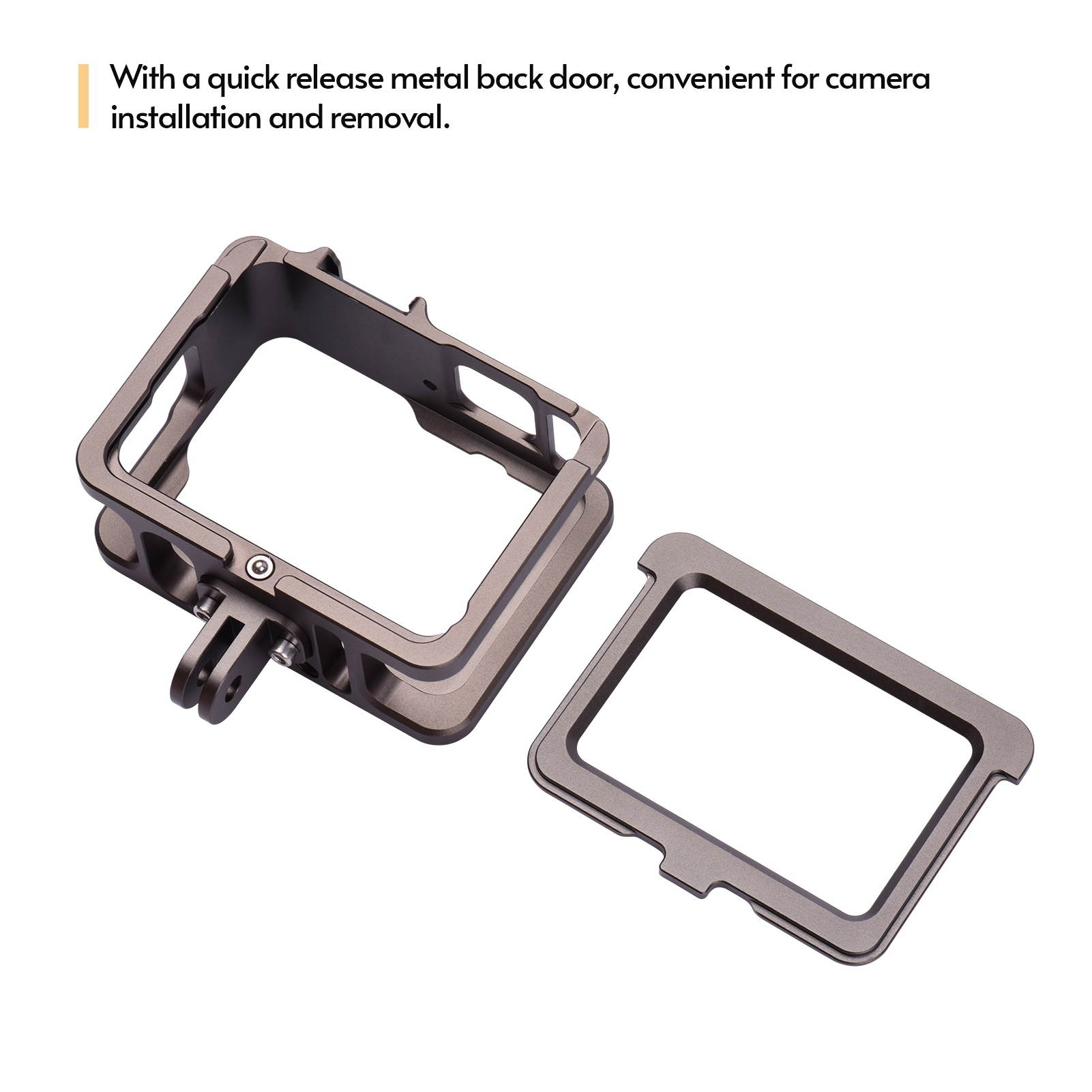 Andoer Camera Cage Camera Housing Case with Removable Back Door Double Cold Shoes Replacement for GoPro 9 Black Action Camera