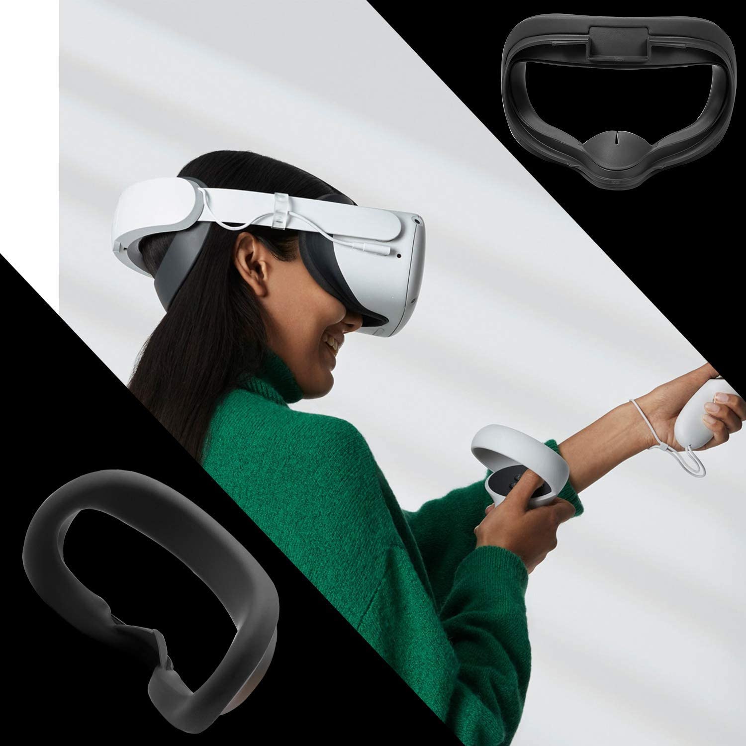 Newest VR Silicone Interfacial Cover for Oculus Quest 2 Face Protect Skin Sweatproof Lightproof Anti-Leakage