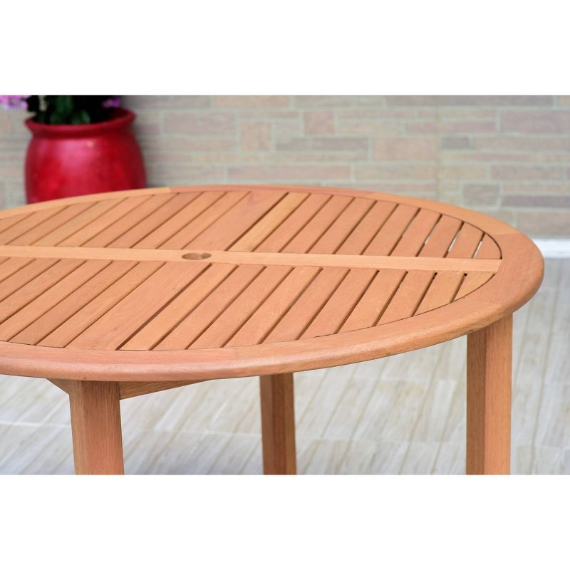 Livorno 5pc Round Teak Finish/Wicker Patio Dining Set - Gray - Amazonia