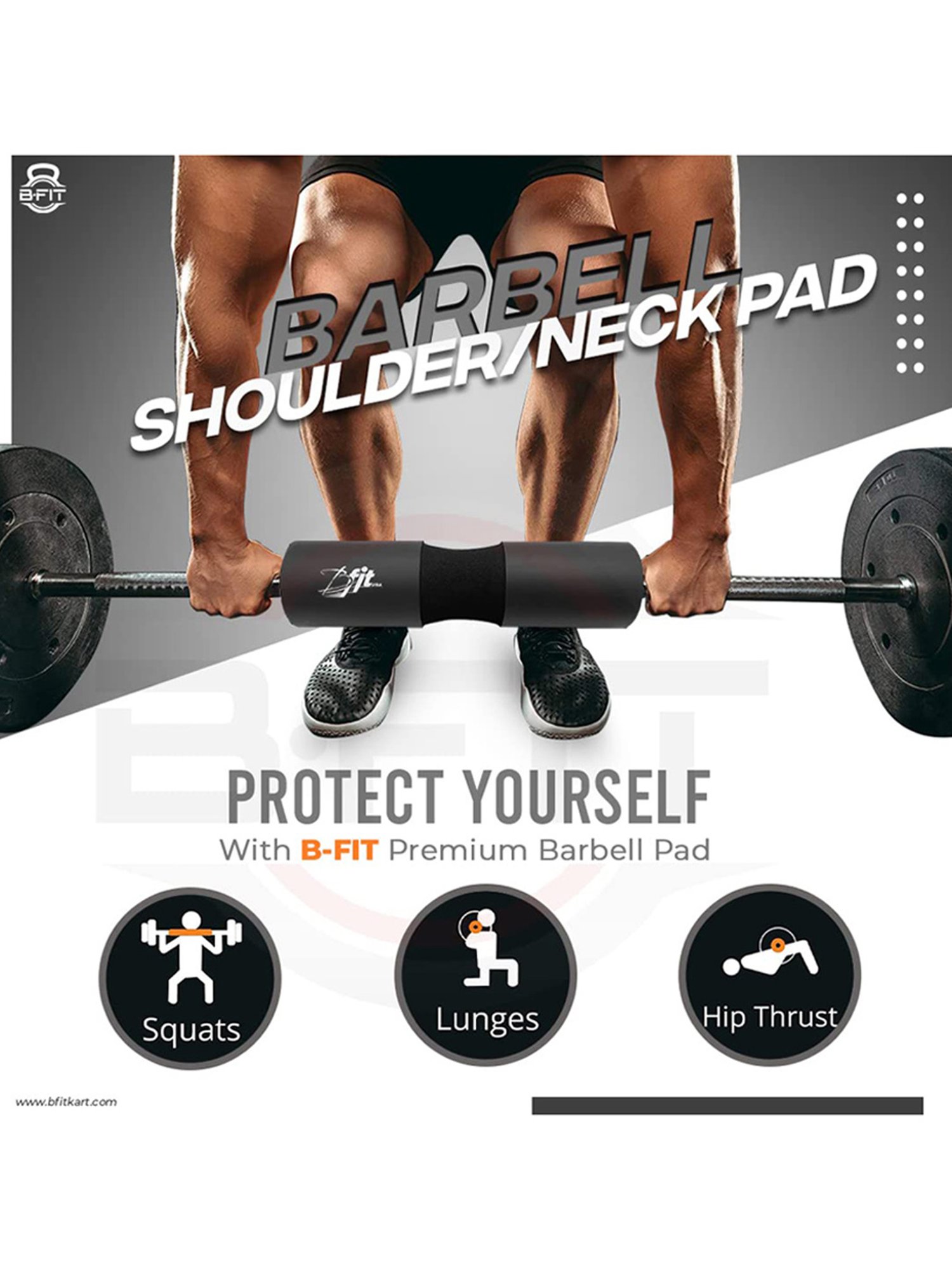 B Fit Barbell Squat Neck & Shoulder Protective Pad (Black)