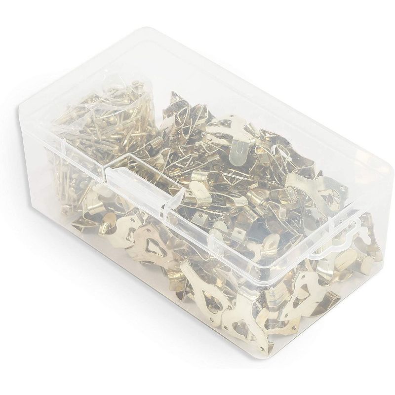 Okuna Outpost 100 Pack Heavy Picture Frame Hanger Wall Hooks with Screws, Gold, 1.3"