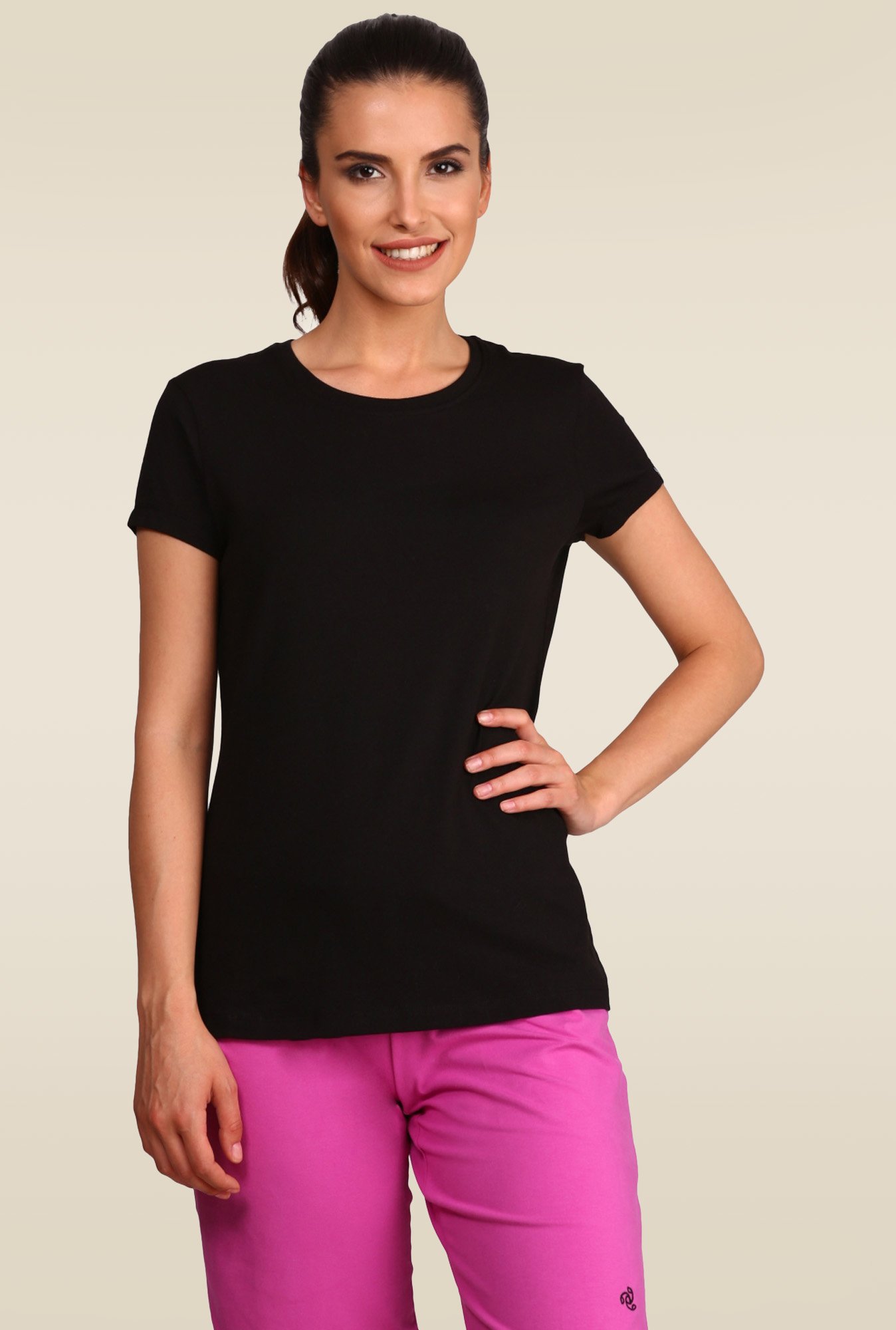 Jockey 1515 Women's Super Combed Cotton Elastane Regular Fit Solid Round Neck Half Sleeve T-Shirt