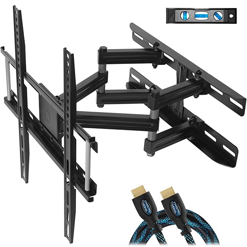 Mounts Dual Articulating Arm TV Wall Mount Bracket for 2065 TVs up to VESA 400 and 115lbs Mounts on Studs up to 16 and Includes a Twisted Veins 10 HDMI Cable amp 6 3Axis Magnetic Bubble
