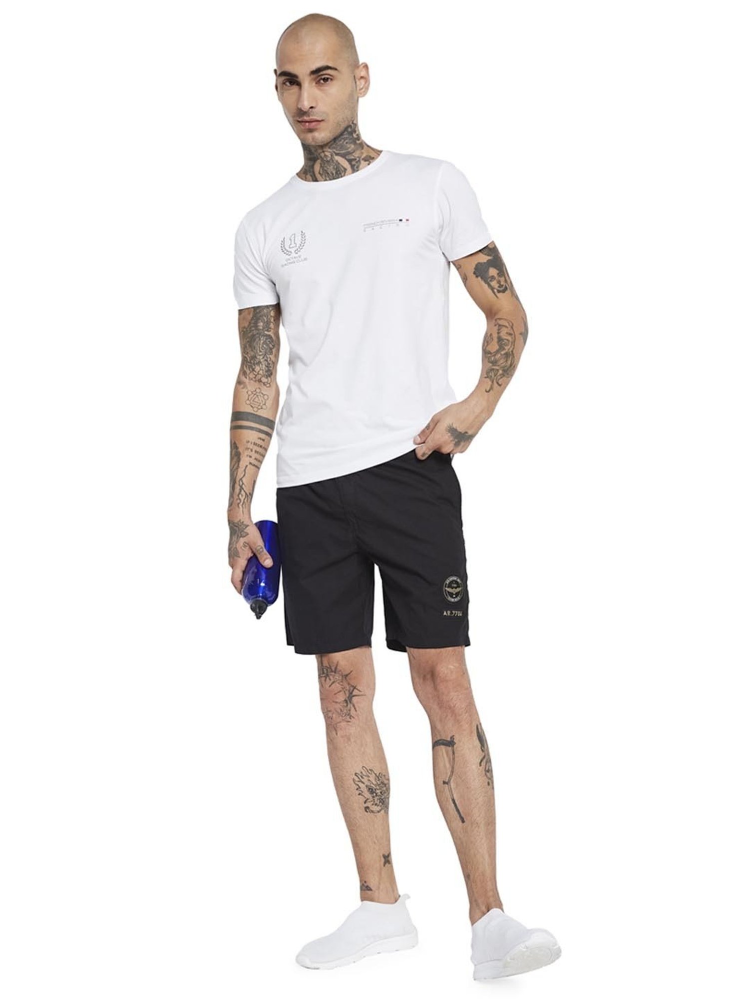 Octave Black Cotton Regular Fit Shorts