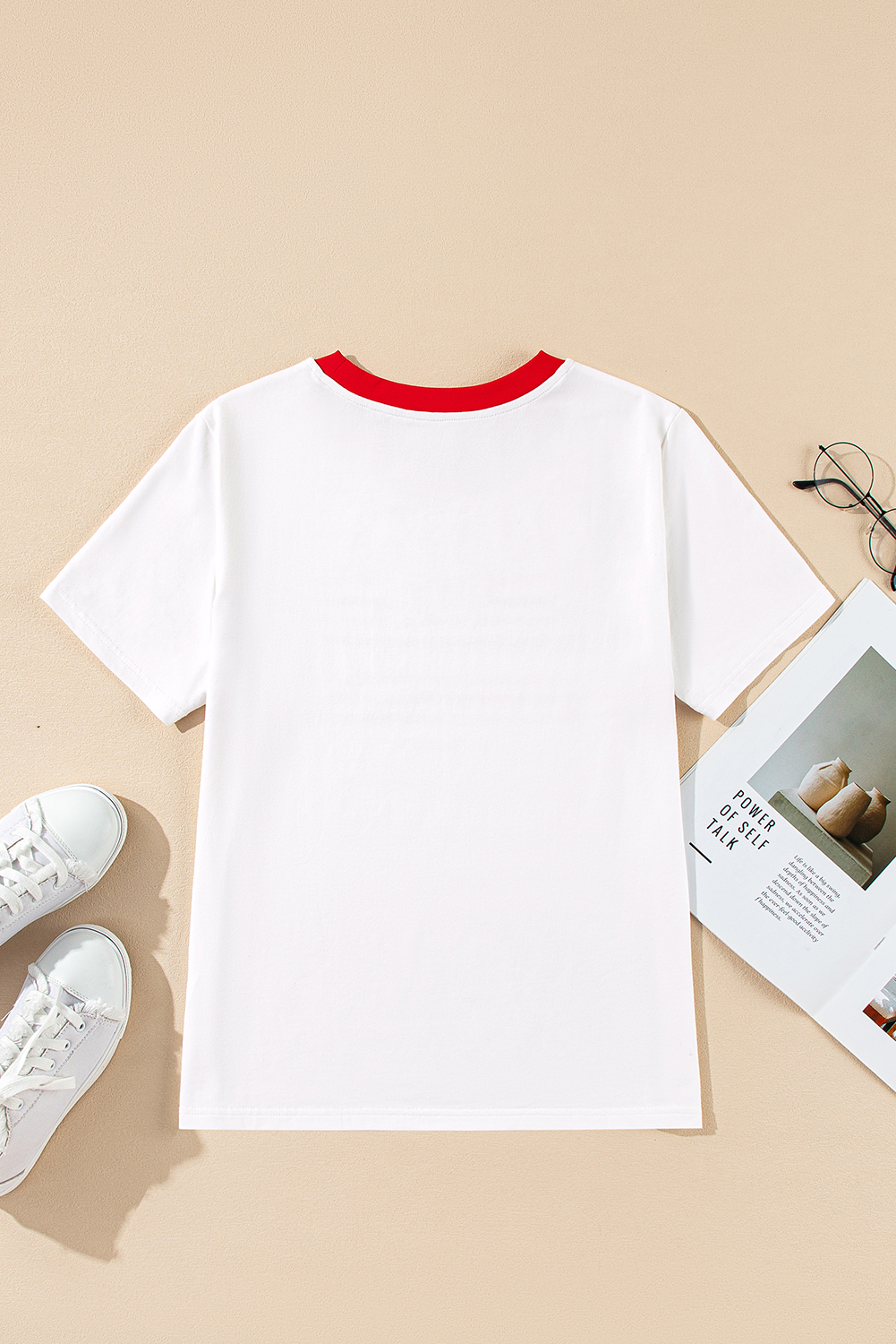 Red Cheetah Print Casual Short Sleeve Crew Neck T Shirt