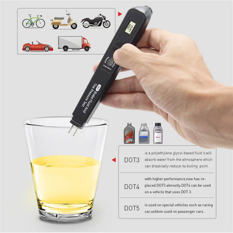 Brake Fluid And Tire Pressure Test Detector