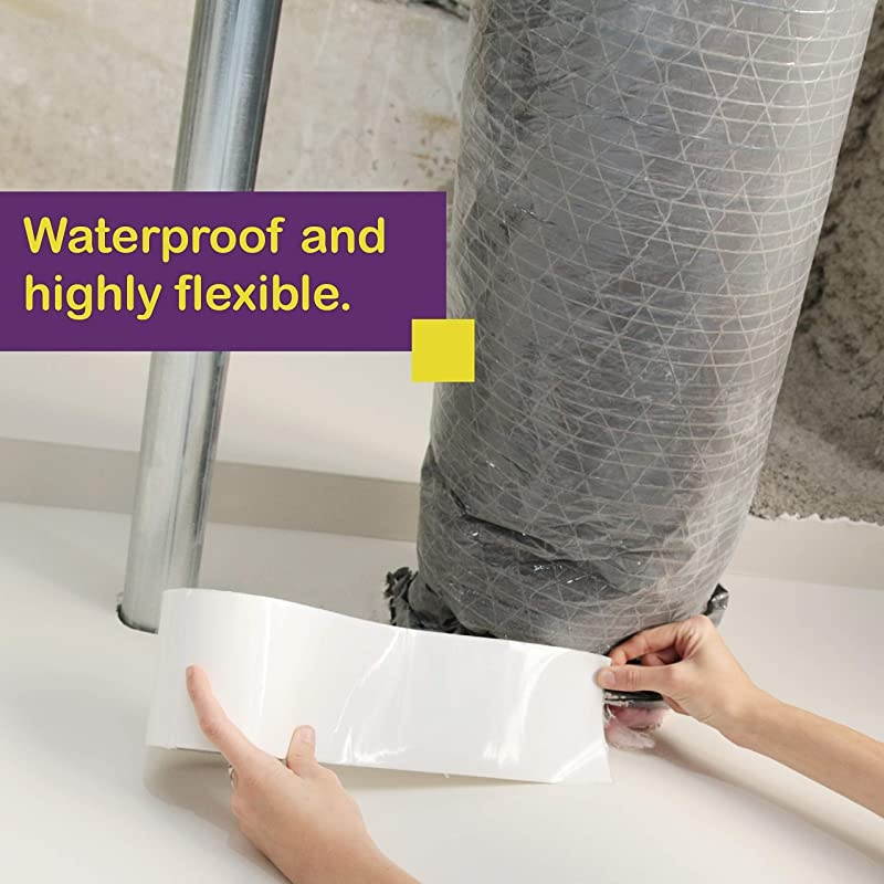 Waterproof Patch and Seal Tape White 4 Inches x 10 Feet Water Barrier Tape for Stop Leak Repair on Pipes Chimney Roof Boat and HVAC