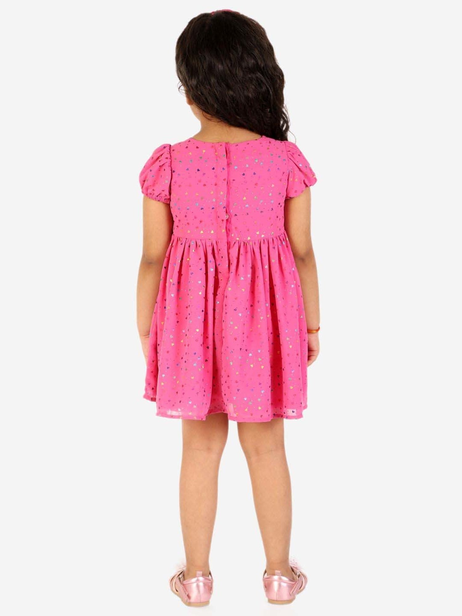 KidsDew Fuchsia Pink Applique Dress with Bloomer