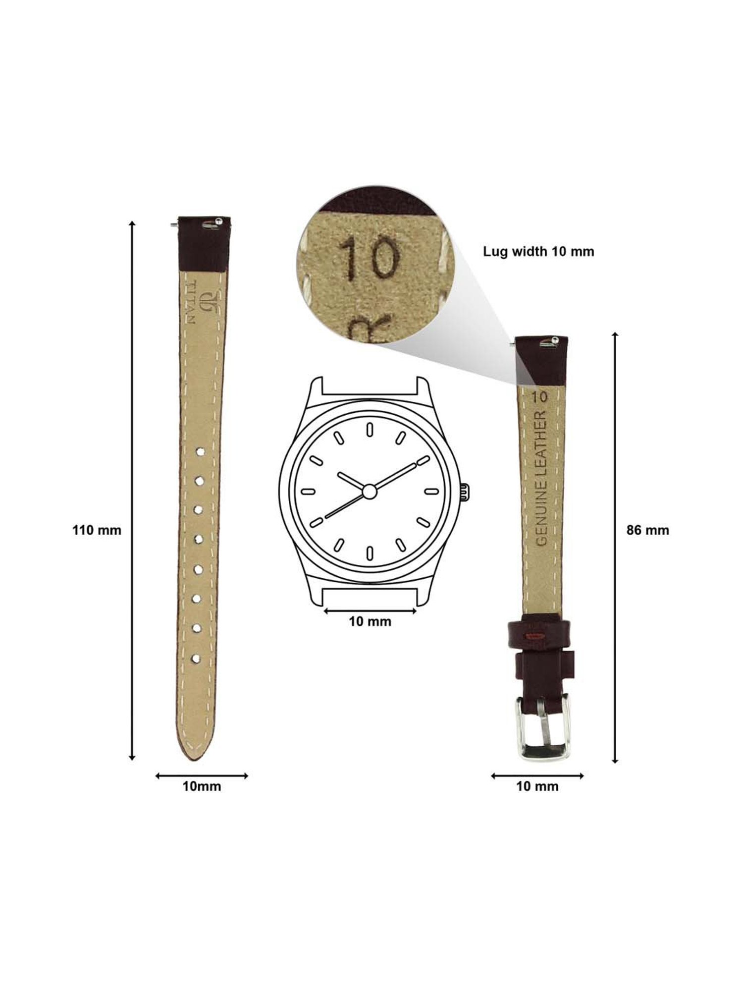 Titan NF101011010SQ/P Genuine Leather Watch Strap