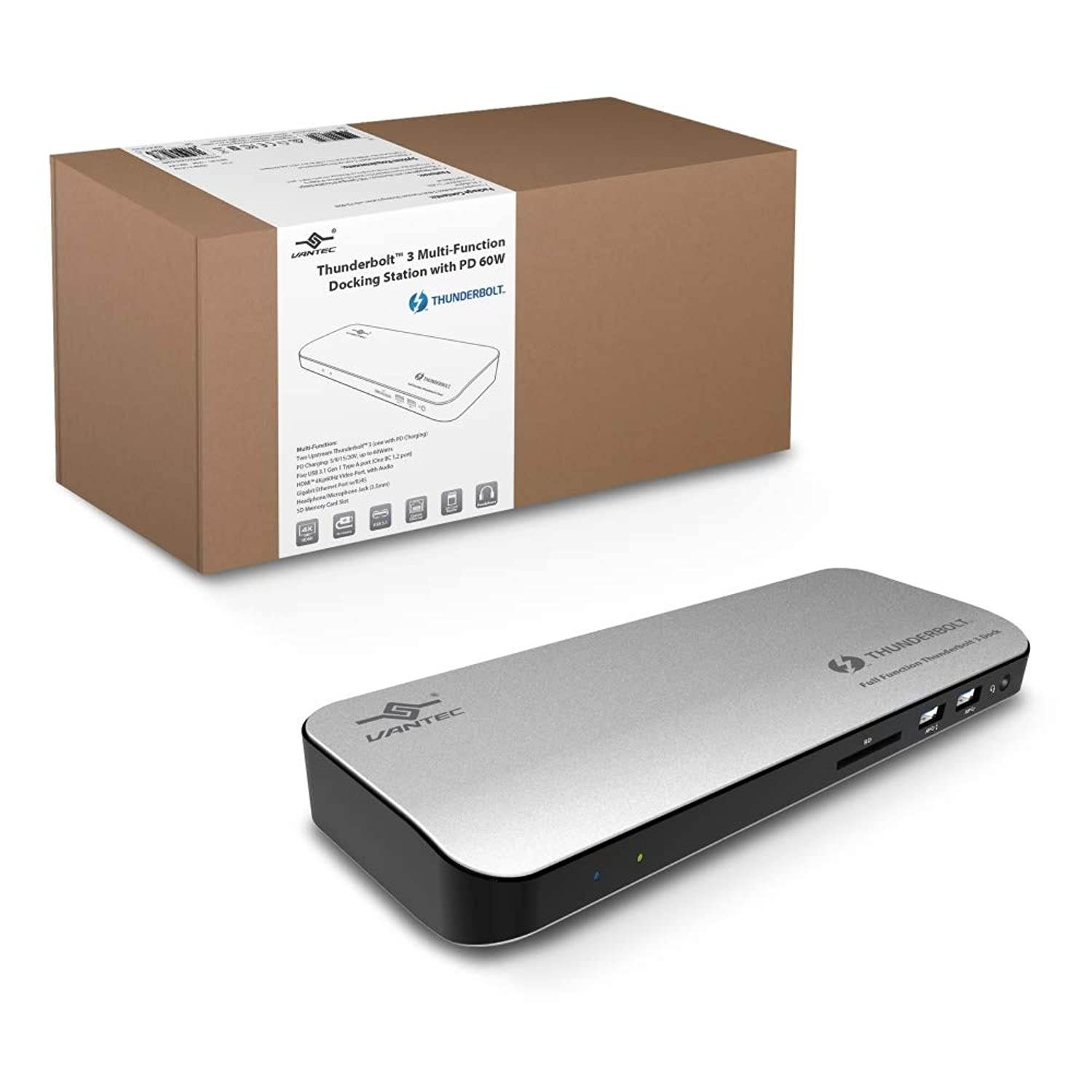 Vantec Thunderbolt 3 Multi-Function Docking Station, HDMI, Gigabit, SD, Audio, with Power Delivery 60W (DSH-400TB3)