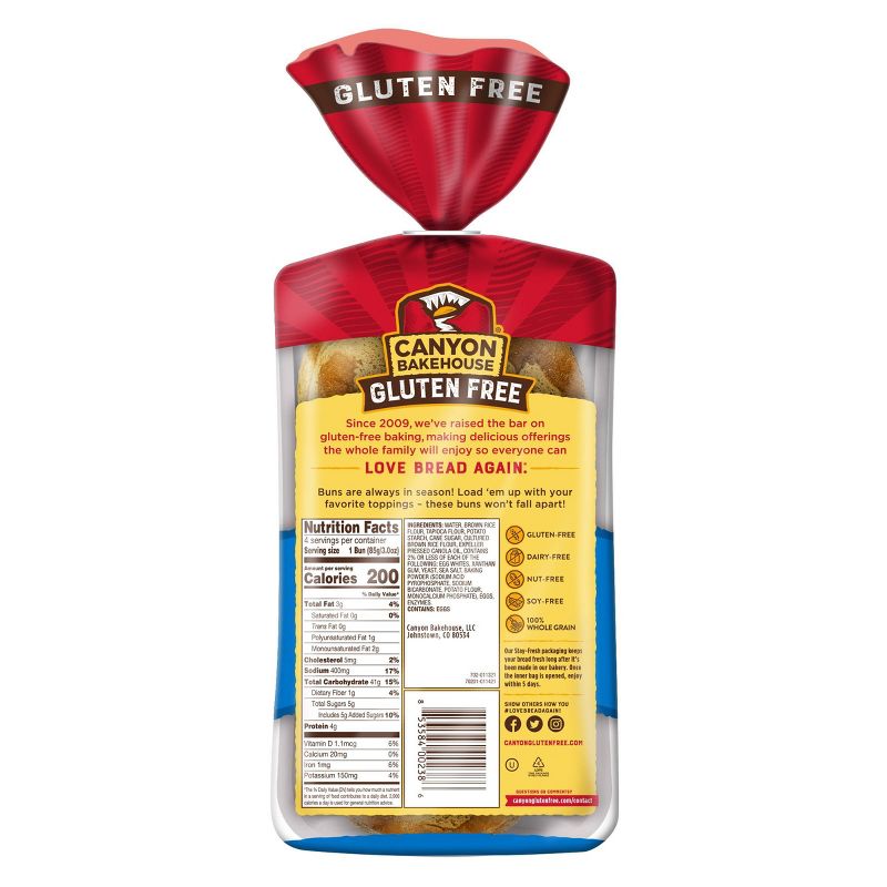Canyon Bakehouse Gluten Free 100% Whole Grain Burger Buns - 12oz