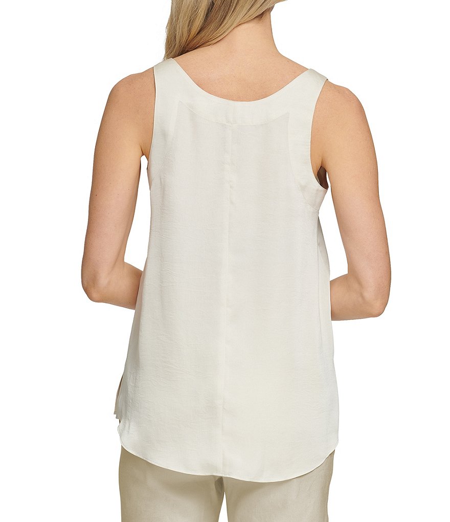 DKNY Topstiched Washer Satin Tank