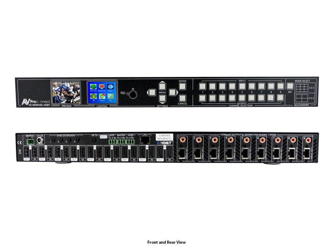 AVPro Edge AC-MX9XHDL-HDBT-GEN2 Cloud 9 HDMI Matrix Switcher/Video Wall with HDBaseT