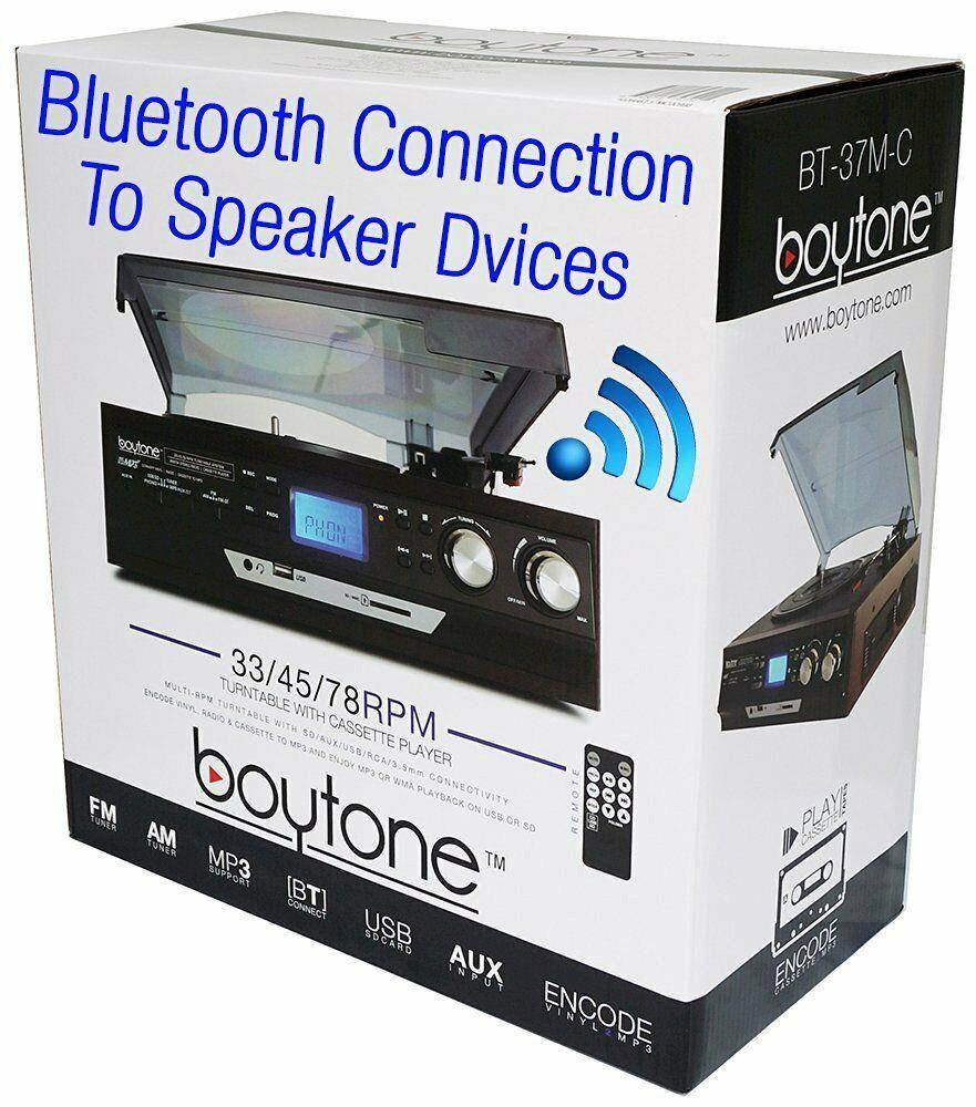 Boytone BT-37M-C Record Player Turntable USB Send Audio to Bluetooth Speaker New