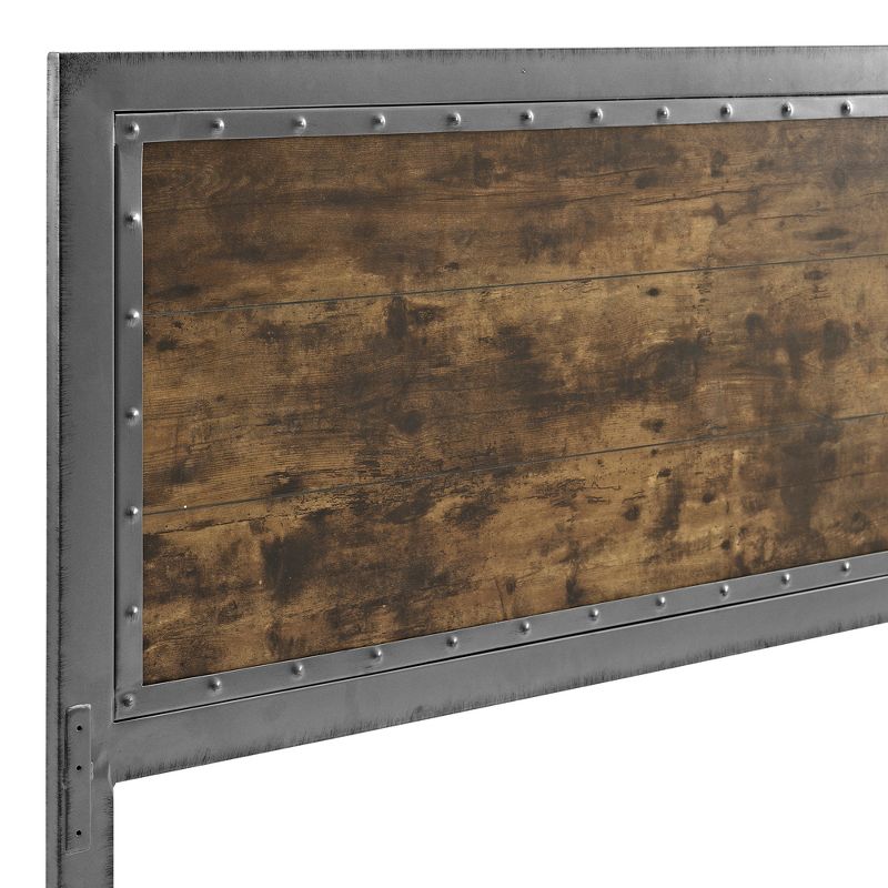 Queen Urban Industrial Wood and Metal Panel Headboard Brown - Saracina Home