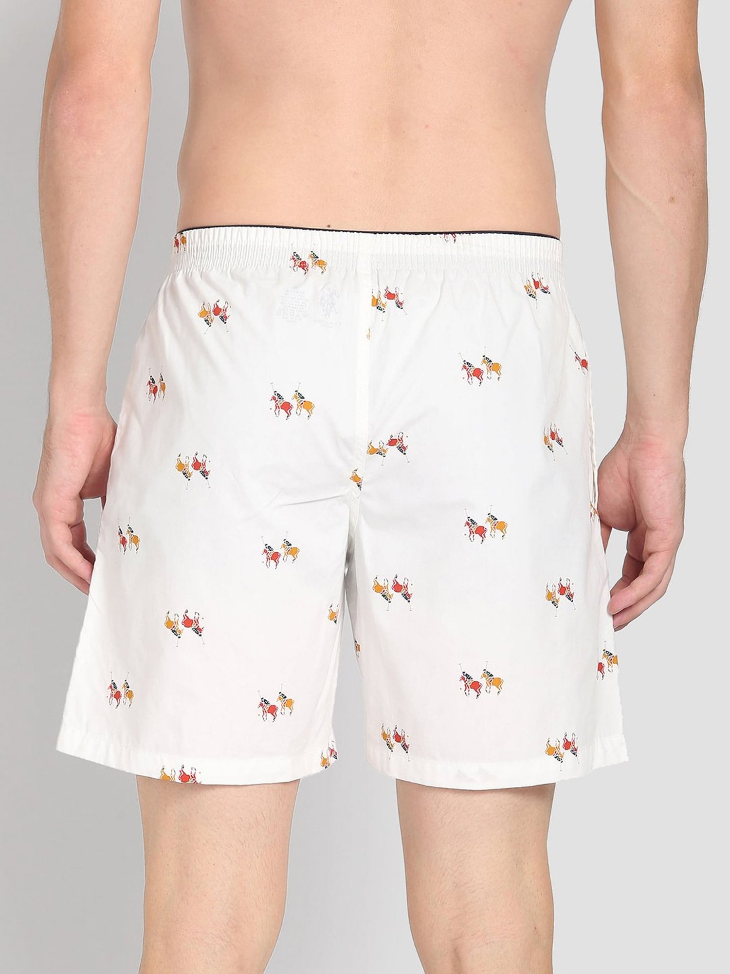 U.S. Polo Assn. White Regular Fit Printed Cotton Boxers