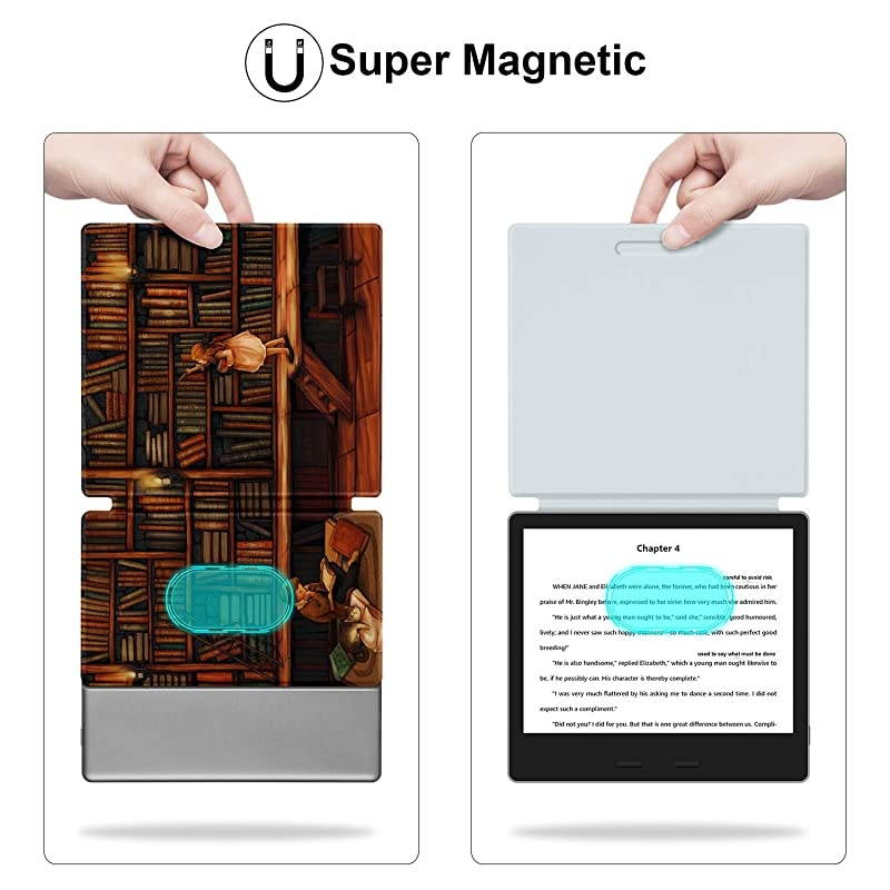 Colorful Case for All-New Kindle Oasis (10th Gen, 2019 Release & 9th Gen, 2017), Premium PU Leather Cover with Auto Wake/Sleep, Strong Adsorption for 7&rsquo;&rsquo;Kindle Oasis, The Boy and Fox