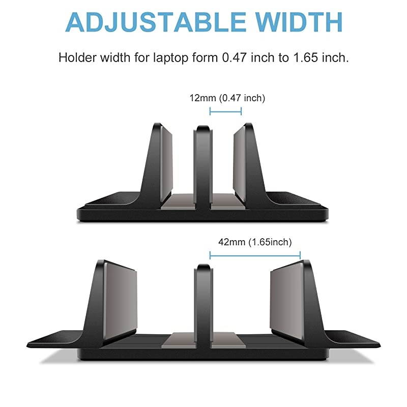 Upgraded Dock Version Vertical Laptop Stand Double Desktop Stand Adjustable Laptop Holder up to 173 inches Compatible with All MacBook ProAirMicrosoft Surface Black
