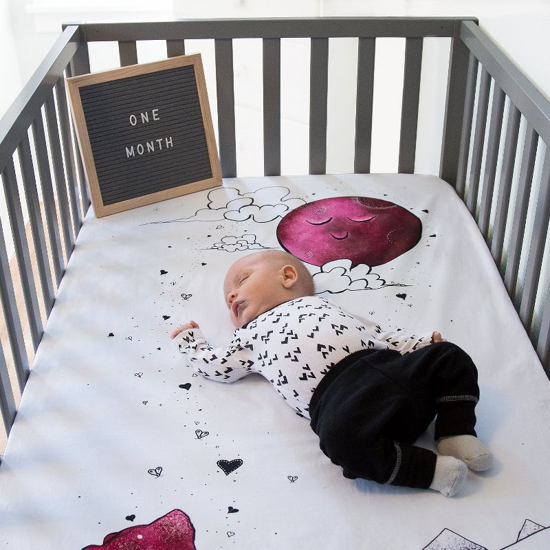 JumpOff Jo Fitted Crib Sheet - Cotton Crib Sheet for Standard Sized Crib Mattresses - Hypoallergenic and Breathable - 28 x 52 Inches - Mama Bear Pink