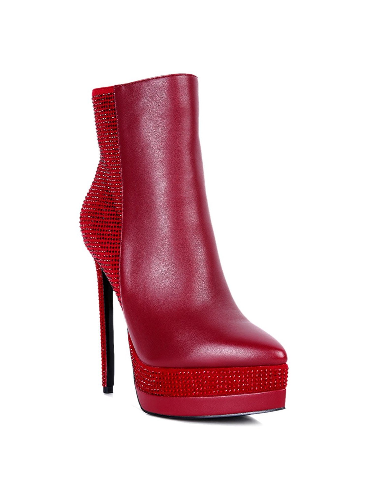London Rag Women's Burgundy Stiletto Booties