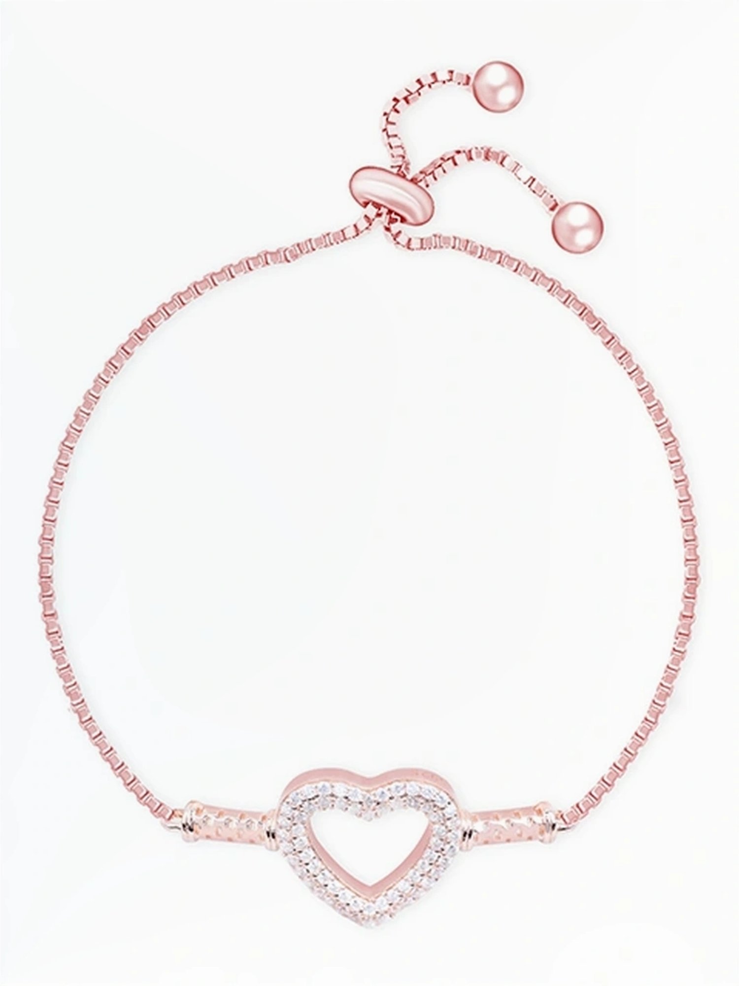 Touch925 Sterling Silver Twisted Rose Gold Charm Bracelet for Women & Girls