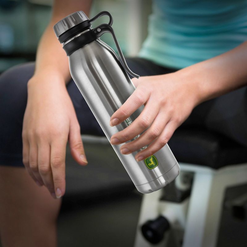 John Deere 25.5 Ounce Stainless Steel Thermal Bottle with Cap and Carry Loop