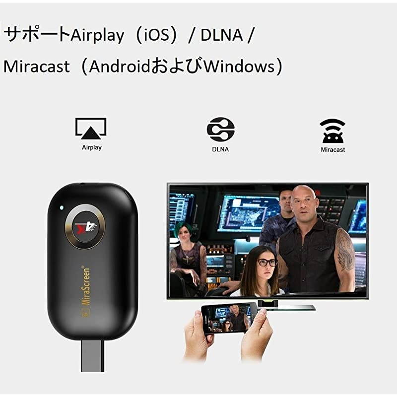 HDMI Wireless Display Receiver 5G WiFi 4K 1080P Mobile Screen Cast Mirroring Adapter Dongle for iPhone Mac iOS Android to TV Projector Support Miracast Airplay DLNA No Switching (5G+2.4G)