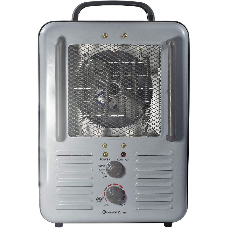 Comfort Zone CZ798GR3-EC Compact Portable Electric Multi Purpose Deluxe Utility Convection Space Heater Personal Fan Combination Unit, Gray