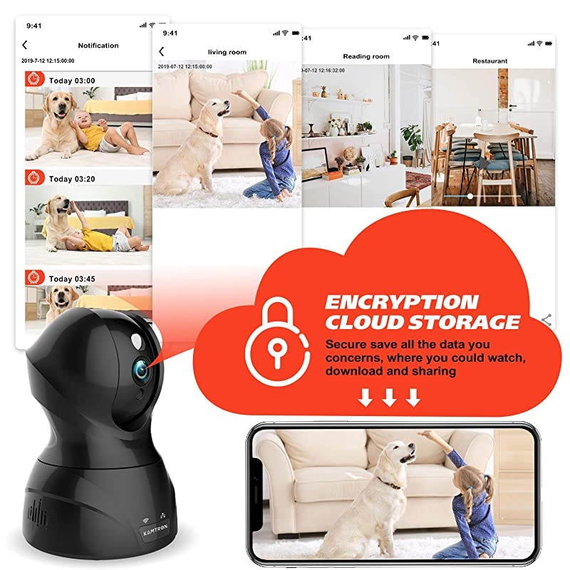Cameras Pet Cameras for Homes KMATRON 4MP HD WiFi Dog Camera Night Vision PanTiltZoom Motion Detection with 2 Way Audio Cloud Service Available