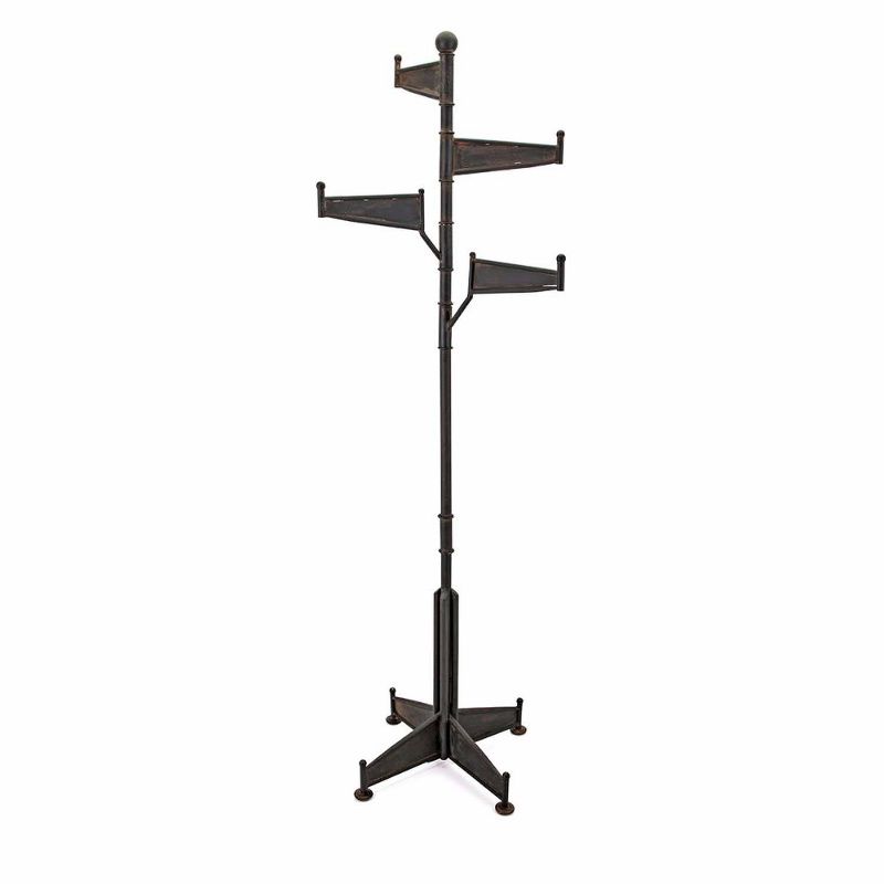 Durable Metal Coat Rack with Four Hangers Black - Benzara