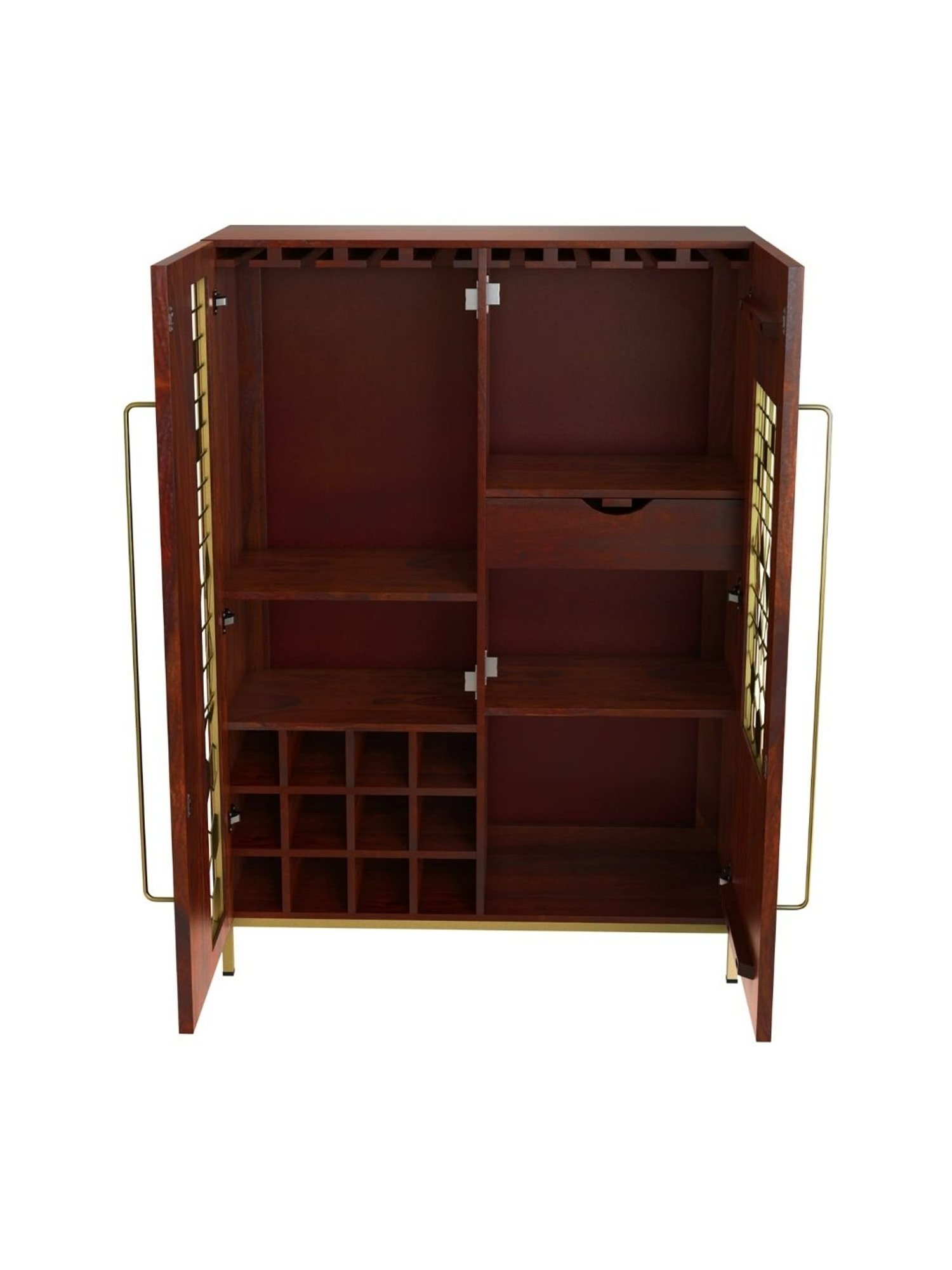 Ikiriya Kassel Solid Brown Wood Wine Rack Teak Finish