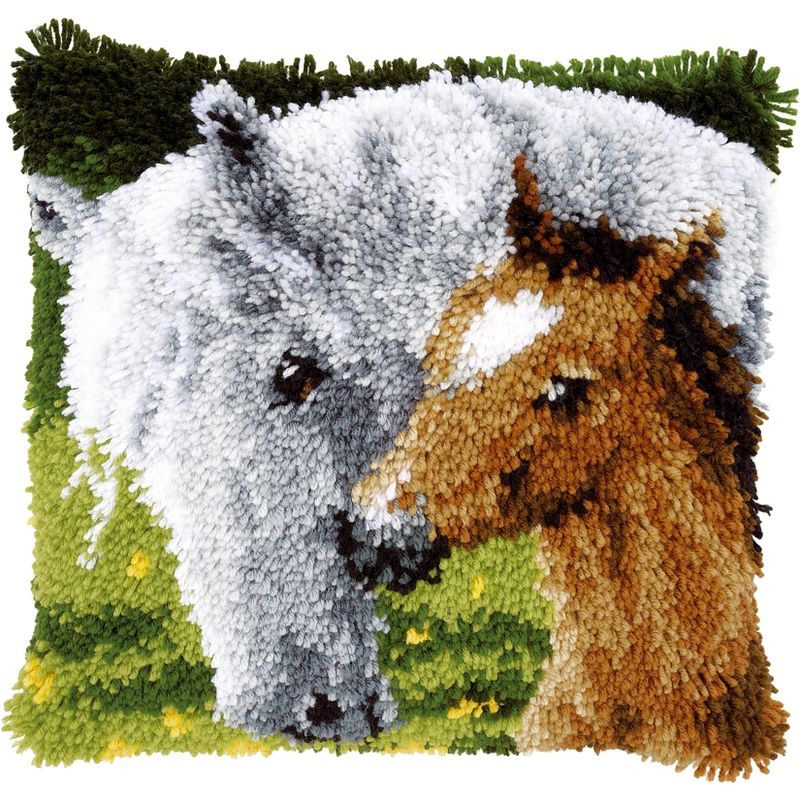 Vervaco Cushion Latch Hook Kit 16"X16"-Horse & Foal