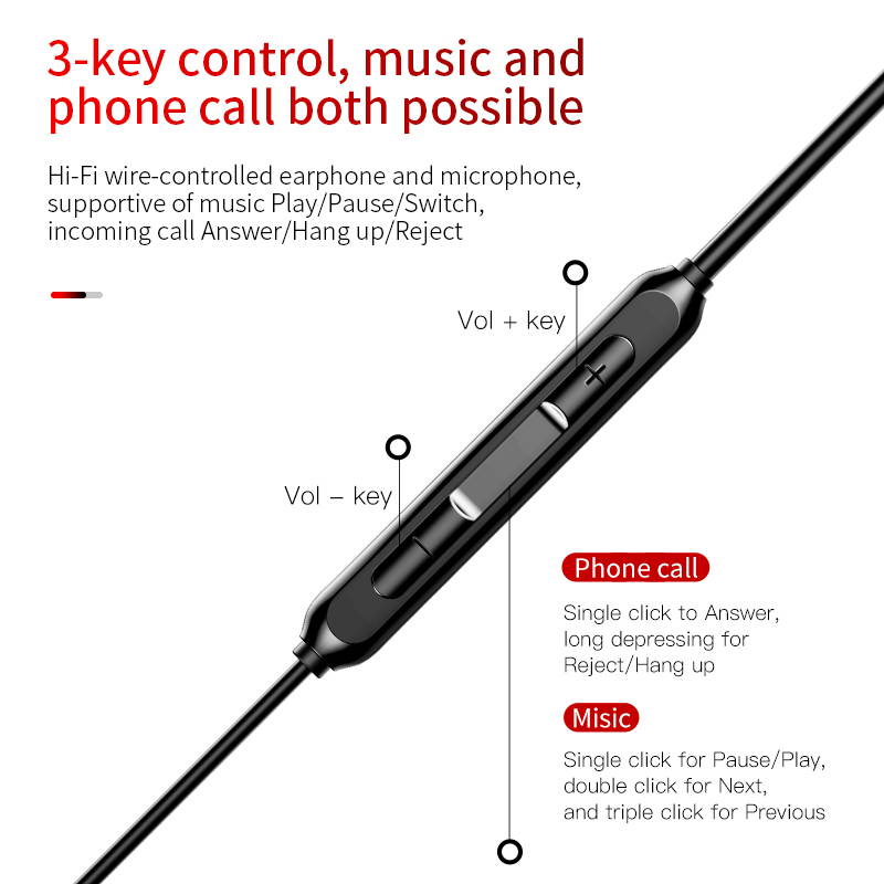 Baseus H10 Double dynamic 3.5MM Wired Earphone stereo bass sound earphones with mic for xiaomi fone de ouvido auriculares MP3