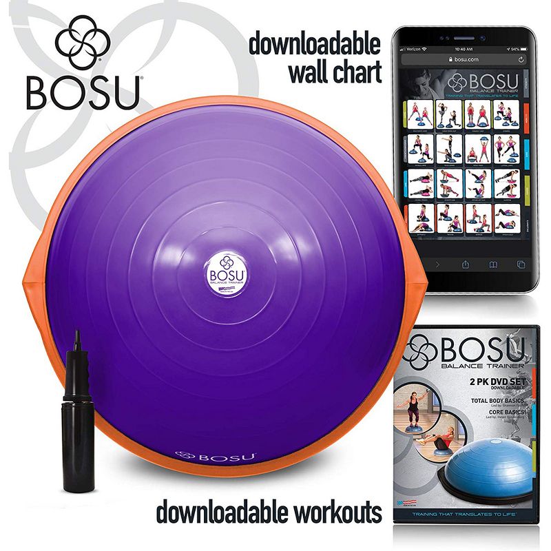 Bosu 72-10850 Home Gym Equipment The Original Balance Trainer 65 cm Diameter, Purple and Orange