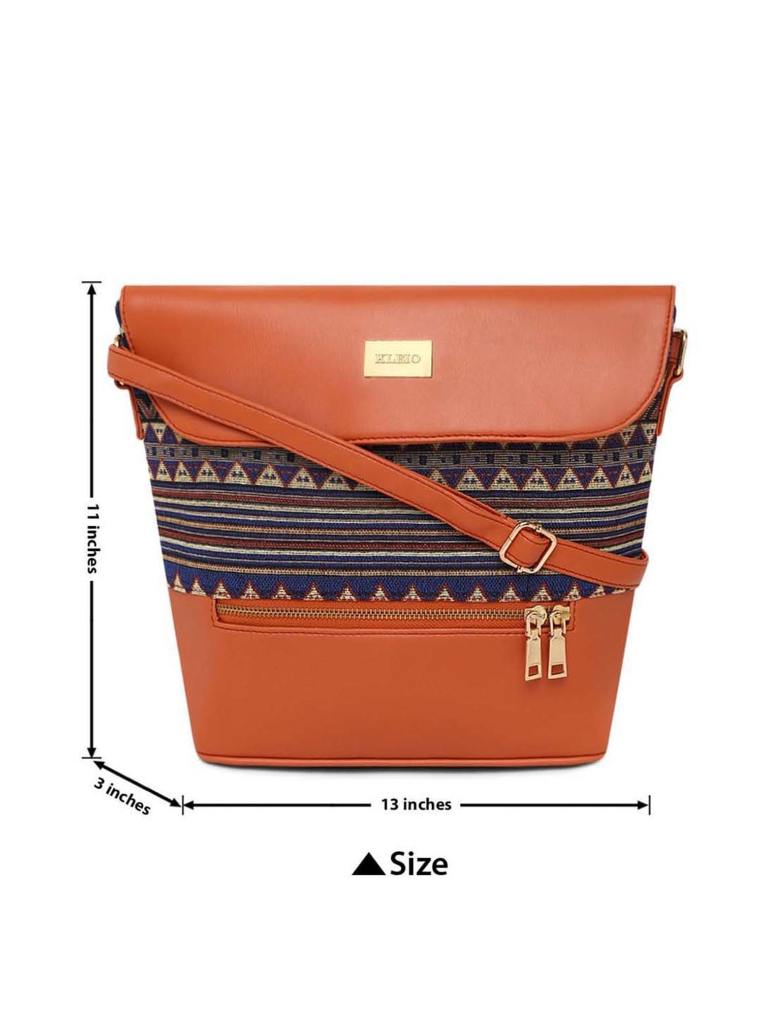 KLEIO Tan Textured Medium Sling Handbag