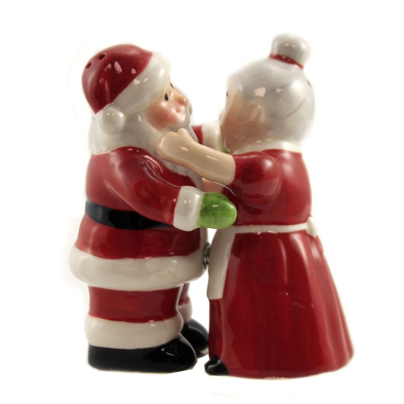 Tabletop 3.75" Santa & Mrs Claus Hugging Set/2 Salt Pepper Magnetic Christmas Pacific Trading  -  Salt And Pepper Shaker Sets