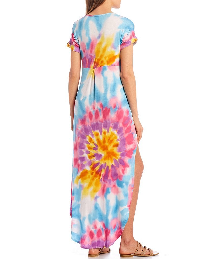 Stilletto's Tie Dye V-Neck T-Shirt Maxi Dress