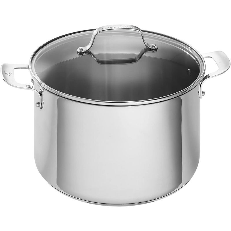 Emeril Lagasse Stainless Steel 12 Quart Dishwasher Safe Oven and Stove Top Ready Cooking Stock Pot with Tempered Glass Lid, Silver