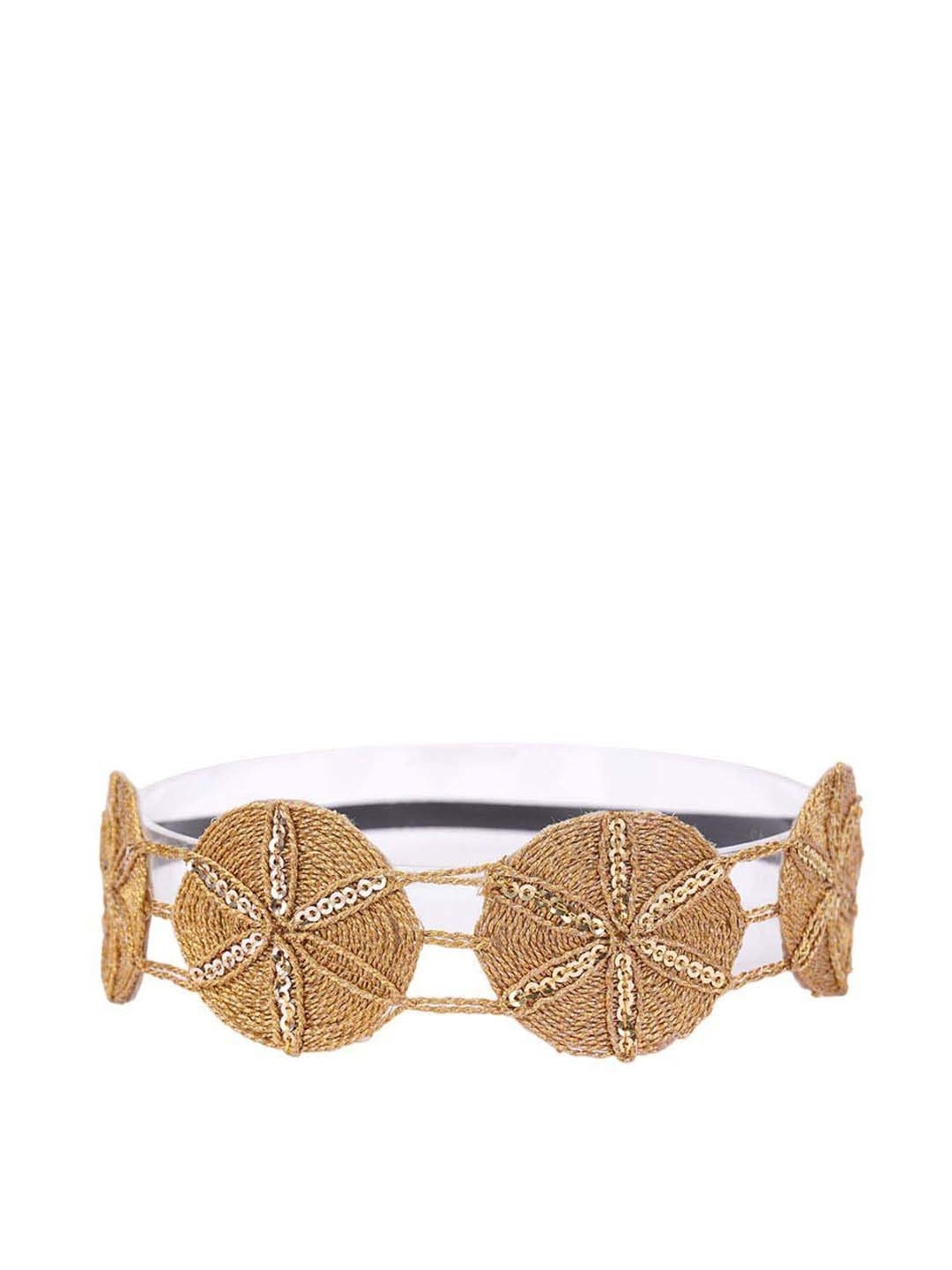 Aditi Wasan Off White Printed Head Bands Pack of 2