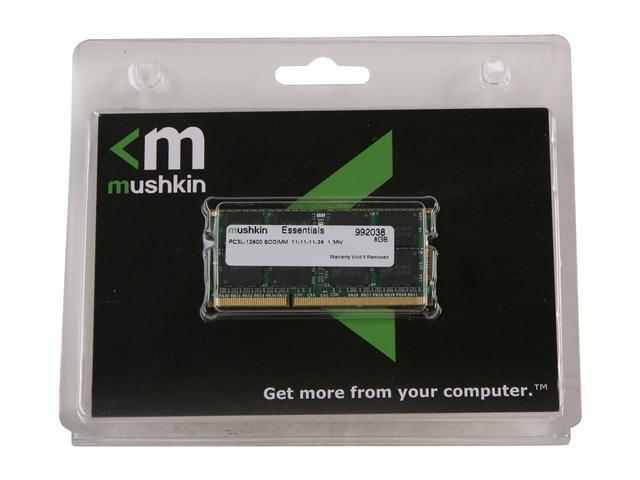 Mushkin Enhanced 8GB Essentials DDR3 PC3-12800 1600MHz 204-Pin Laptop Memory Model 992038