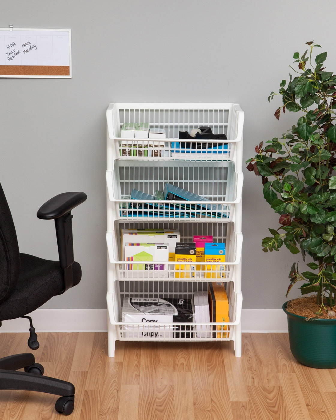 IRIS Jumbo Stacking Basket, 4 Pack, White