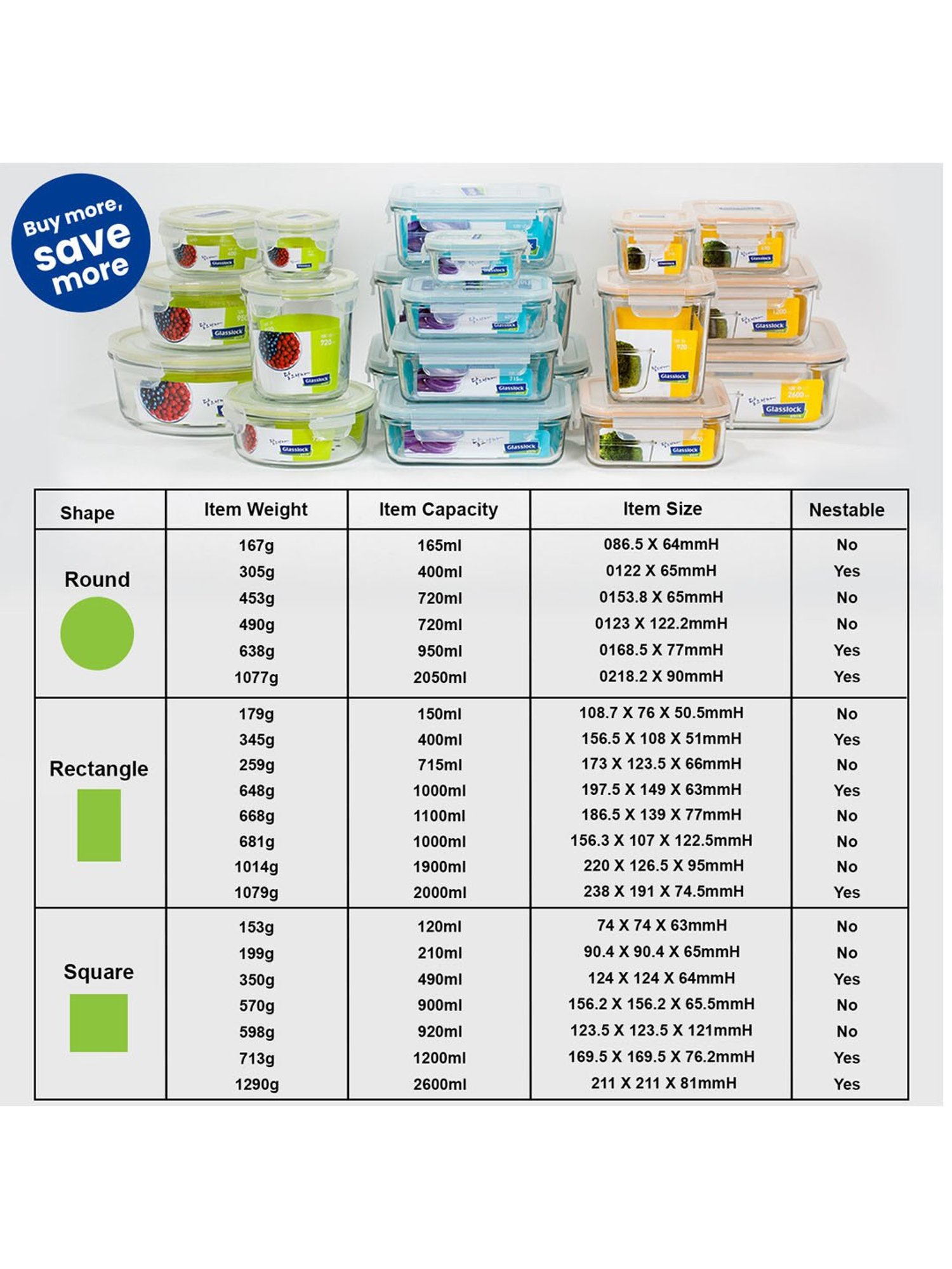 Glasslock Transparent Glass 490 ml Jars and Container