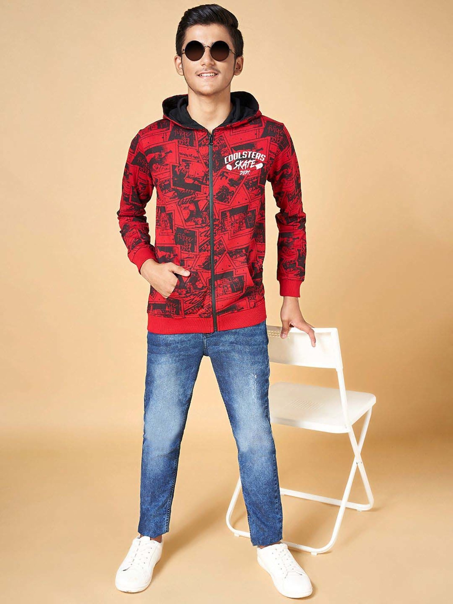 Coolsters by Pantaloons Kids Red Cotton Printed Full Sleeves Sweatshirt