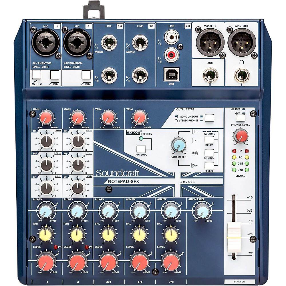 Soundcraft Notepad-8FX 8-channel Desktop Mixer w/USB I/O and Lexicon Effects