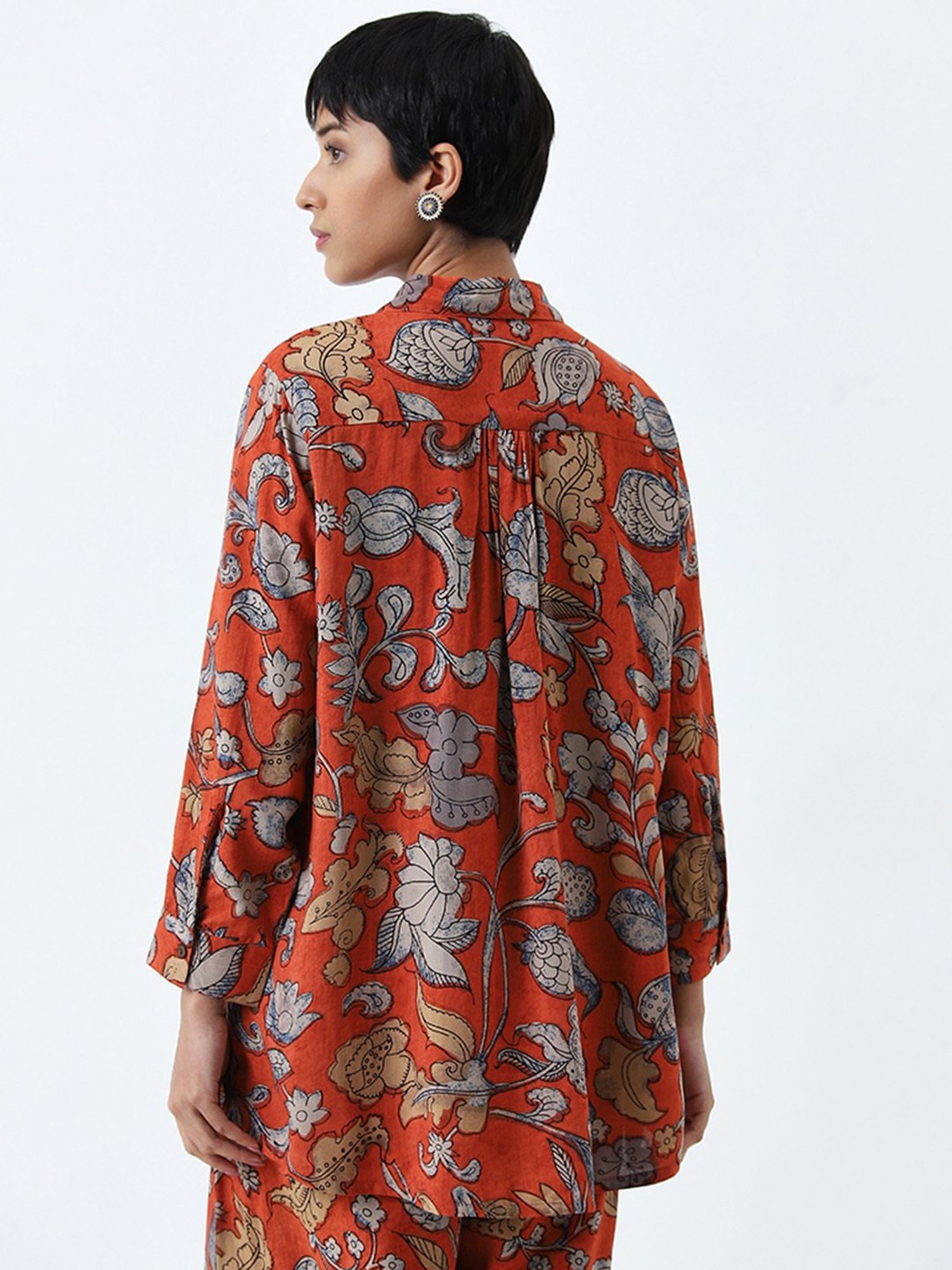 Utsa by Westside Orange Botanical Printed Ethnic Tunic