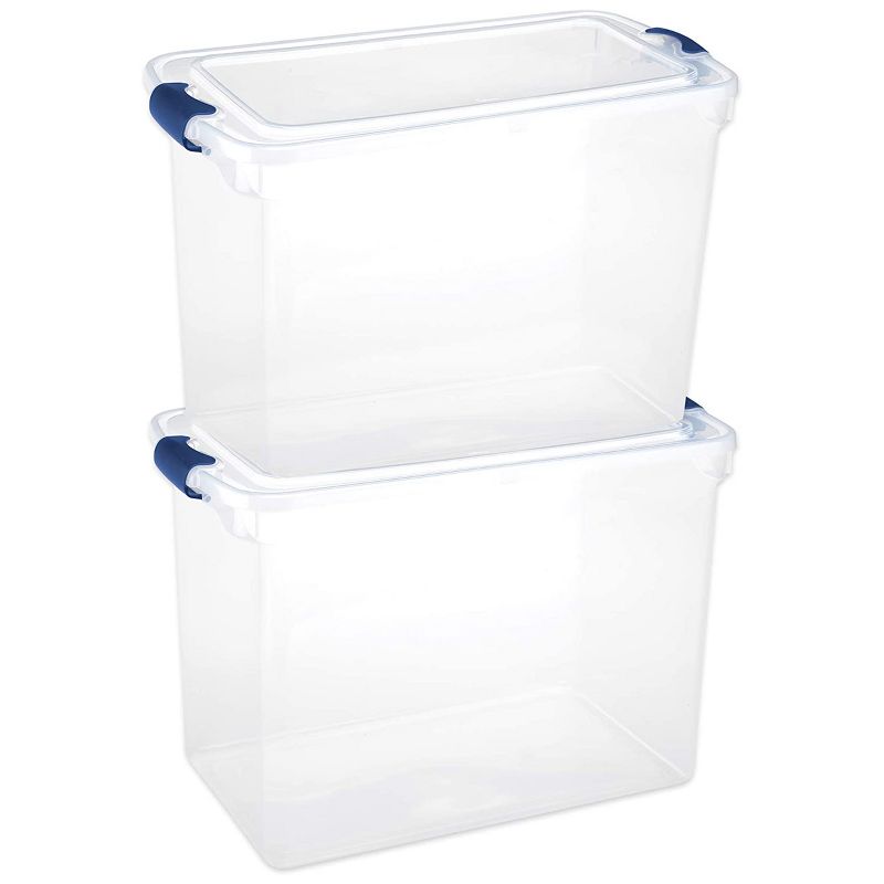 Homz Heavy Duty Modular Stackable Storage Tote Containers with Latching Lids, 15.5 Quart Capacity, Clear, 4 Pack