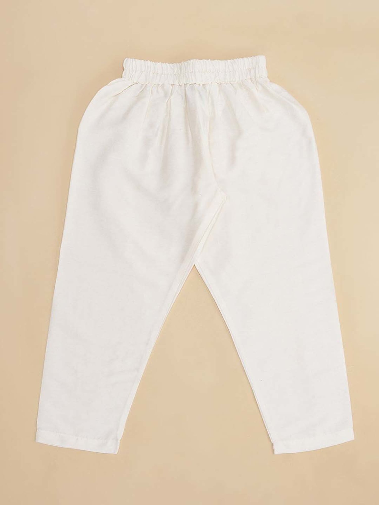 VASTRAMAY Boys Yellow & White Cotton Printed Full Sleeves Kurta Sets