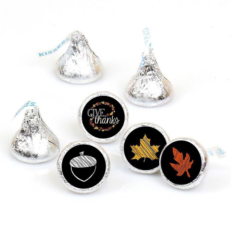 Big Dot of Happiness Give Thanks - Round Candy Thanksgiving Party Sticker Favors - Labels Fit Hershey's Kisses (1 Sheet of 108)