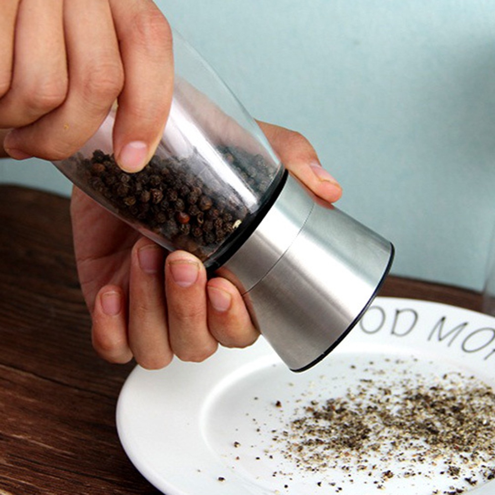 Stainless Steel Pepper Grinder Manual Grinding Bottle Kitchen Seasoning Bottle Box Salt Pepper Container