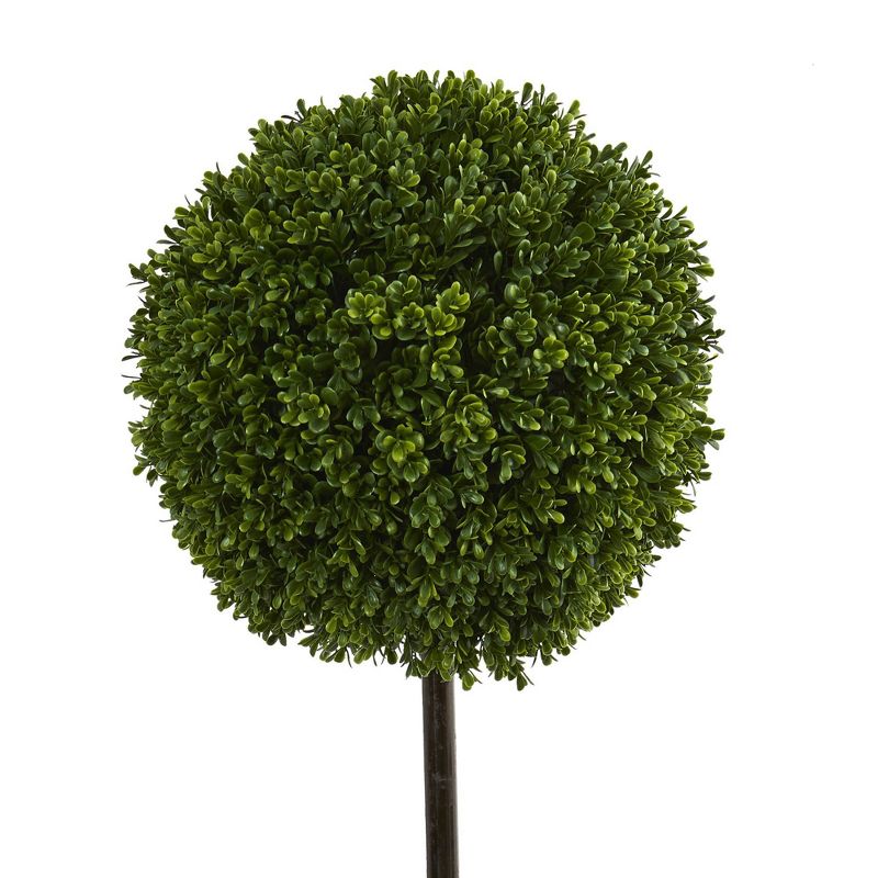 3.5ft Boxwood Ball Topiary Artificial Tree In White Tower Planter - Nearly Natural